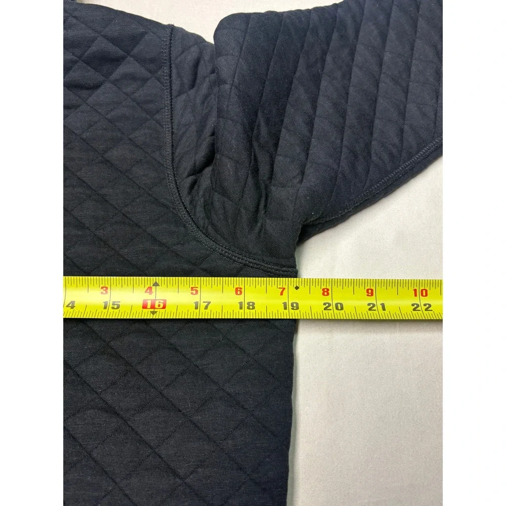 Marine Layer Mens‎ Small Quilted Quarter Zip Pullover Black Rumpus Dog Cat Logo